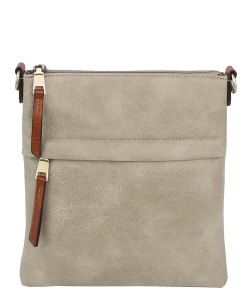 Fashion Zip Pocket Crossbody Bag LHU451 DARK GRAY